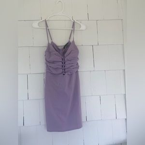 Purple mini dress with tie front